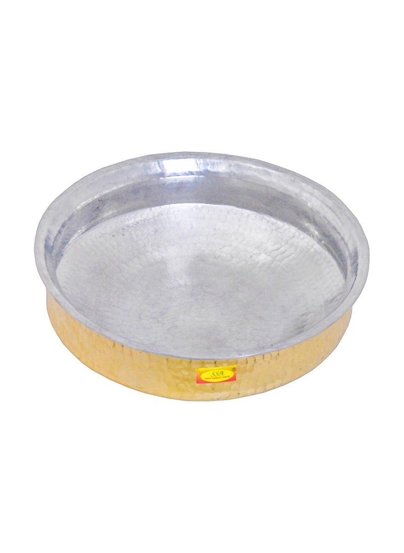 Shiv Shakti Arts Pure Brass Hammered Lagan Handi Chaffing Dish Pan with Tin Lining, Cookware and Serveware,5 litres, Yellow