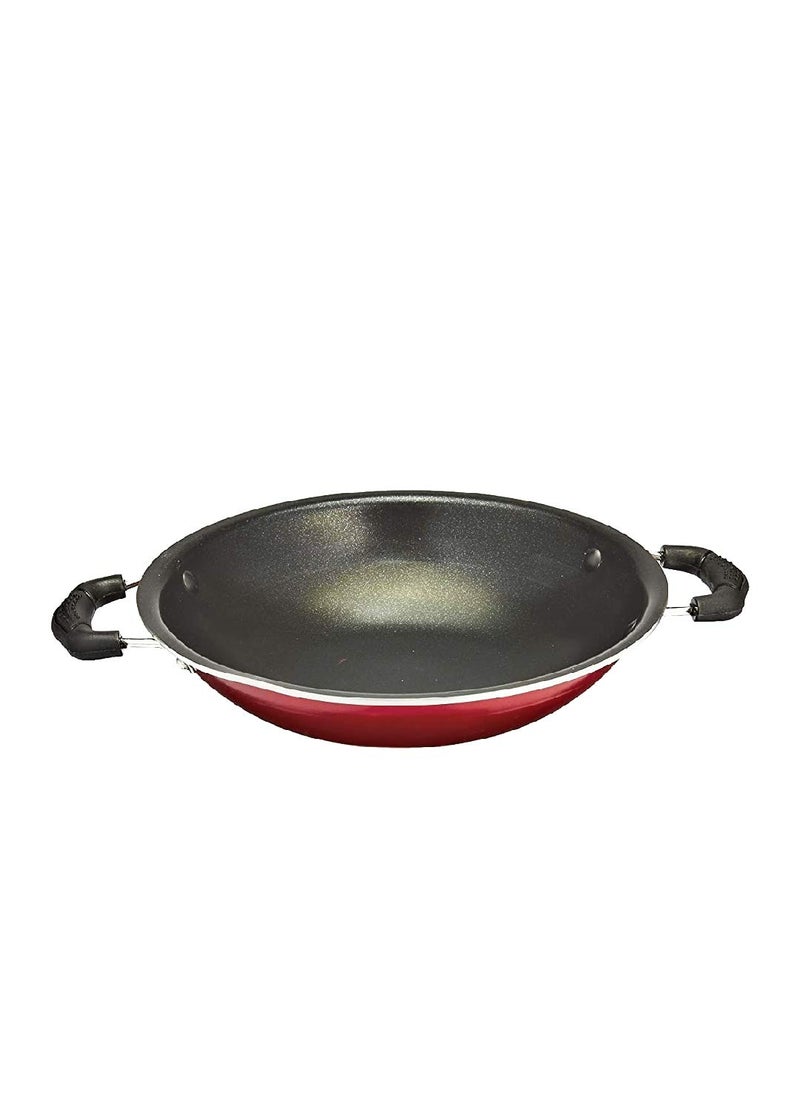 Bahurani Kitchen Star Appachetty Non-Stick Aluminium Appachatti with Stainless Steel lid, 2.6mm, Red/Black, 23cm, Gas Compatible