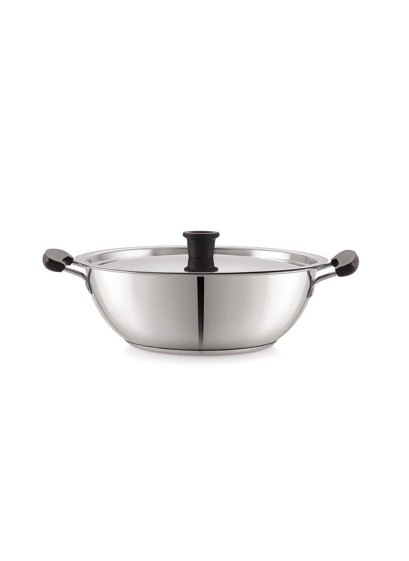 Pigeon-Triply 6pcs Stainless Steel Cookware Set | Stainless Steel Kadai with lid, Sauce Pan, Fry Pan,Slotter Turner and Oval Spoon | Stainless Steel Cookware Gift Set.