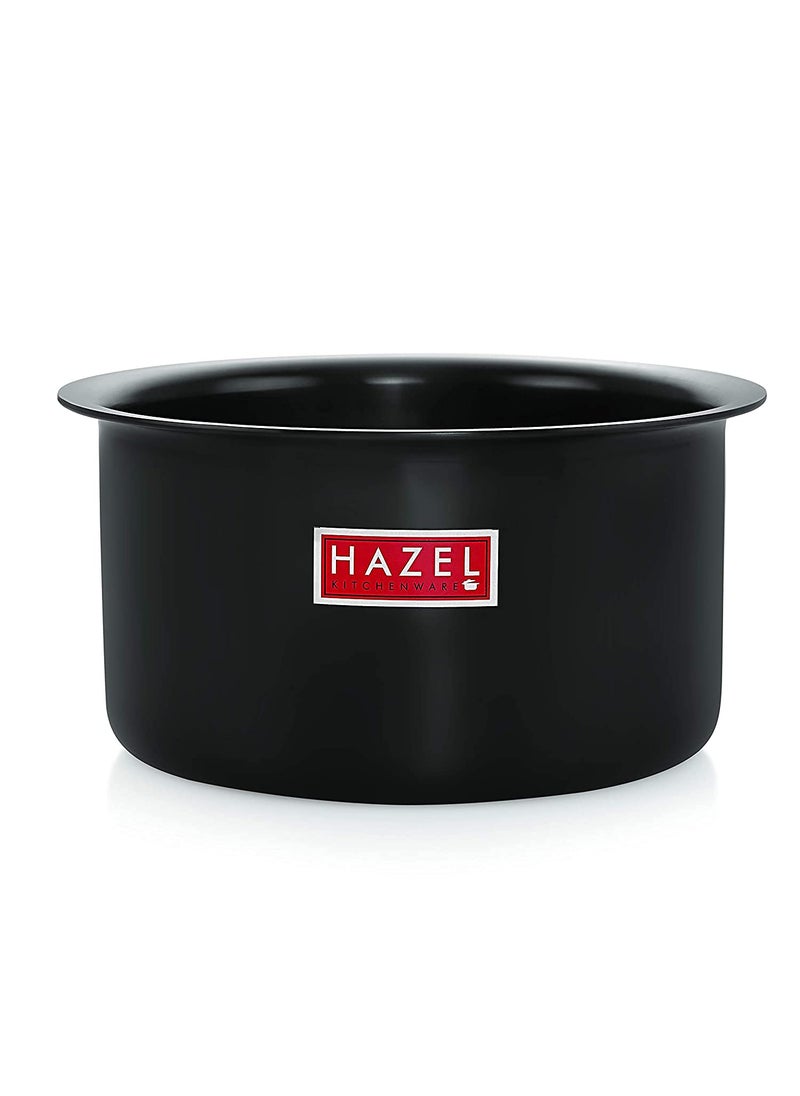 HAZEL Hard Anodised Aluminium Tope | 3mm Induction Bottom Black Tope Patila Bhagona | Flat Bottom Base Induction Cookware for Kicthen, 2200 ML, Black