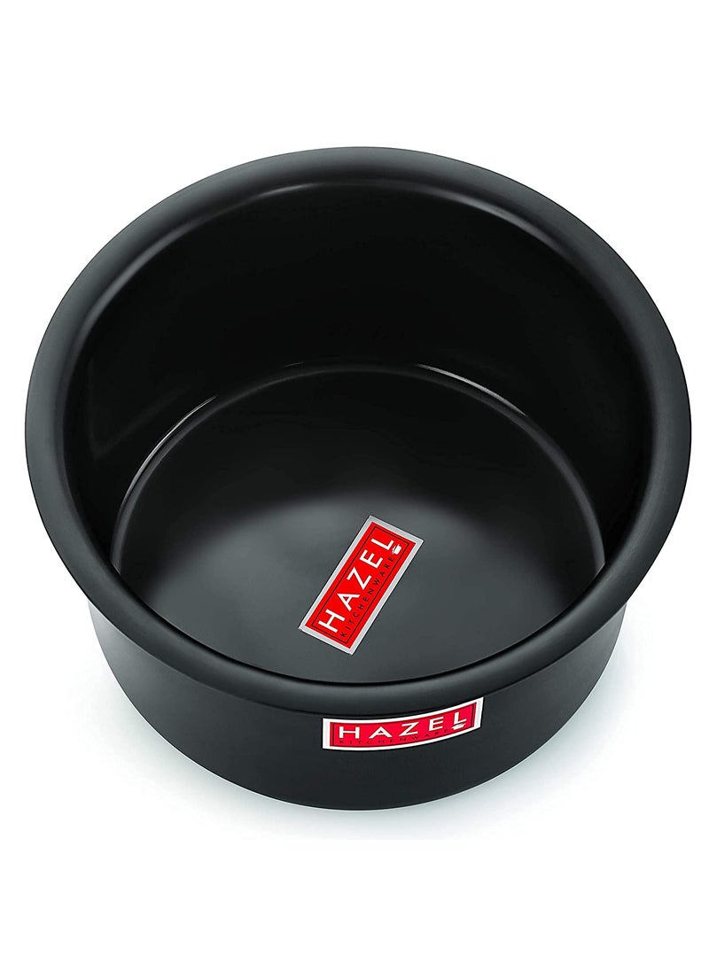 HAZEL Hard Anodised Aluminium Tope | 3mm Induction Bottom Black Tope Patila Bhagona | Flat Bottom Base Induction Cookware for Kicthen, 2200 ML, Black