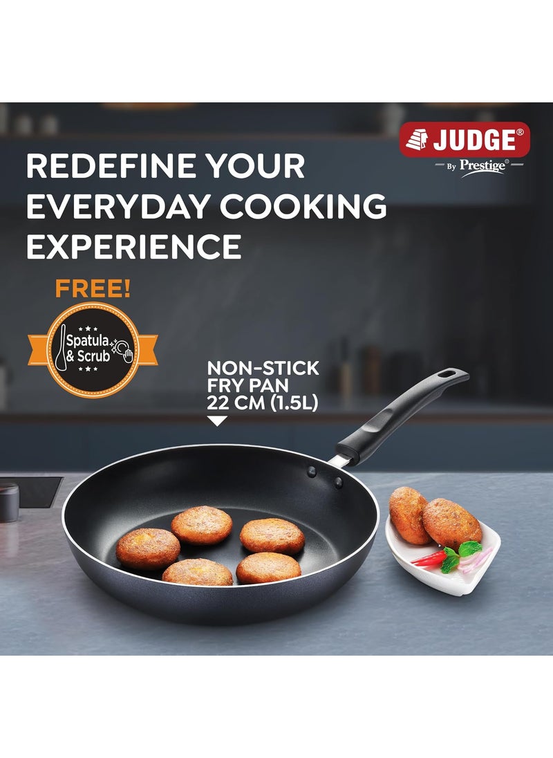 Judge by Prestige 22cm (1.5L) Everyday Non-Stick Fry Pan|Low Oil Cooking | Easy to Clean |Cool Touch Handle