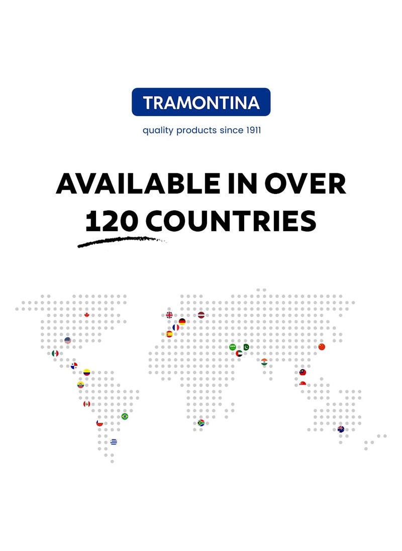 Tramontina Titanex 26 cm Pre-Seasoned Cast Iron Paniyaram/Appe Pan – 12 Pits, Non-Toxic, Induction Ready, Toughned Glass Lid w/Steam Release Lining, Snap-on Cool Touch Grips, Superior Heat Retention