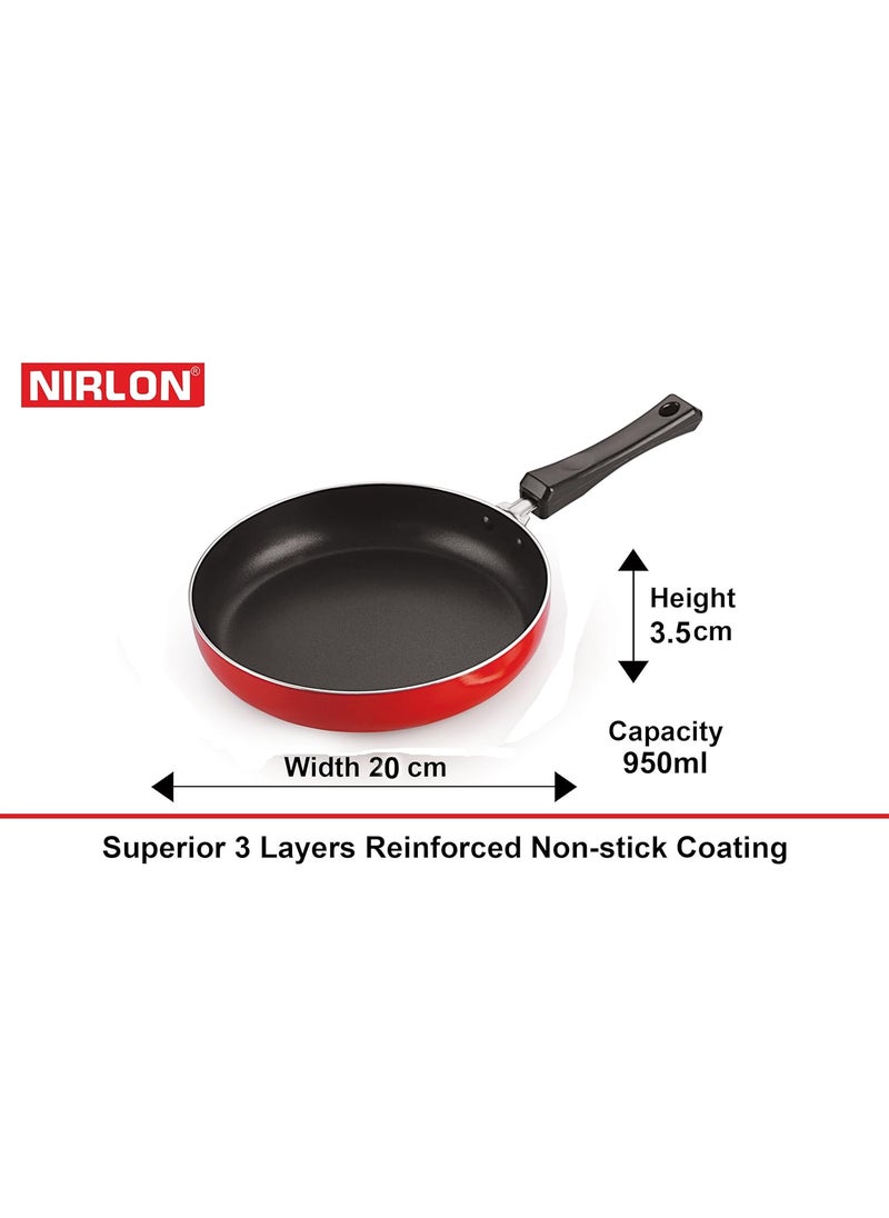Nirlon Non-Stick Frying Pan and Kadai Combo Kitchenware Set with Stainless Steel Lid, 2.6mm_FP10_KD12_KD13