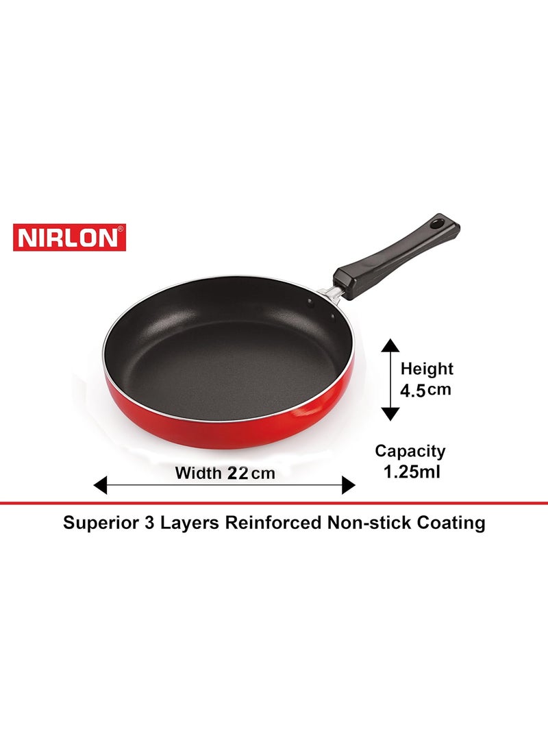 Nirlon Nonstick Aluminium Premium Big Deep Kadai Sauce Pan and Fry Pan Kitchen Cooking Item Set, 2.6mm_FP11_DKD(B)_SP(M)