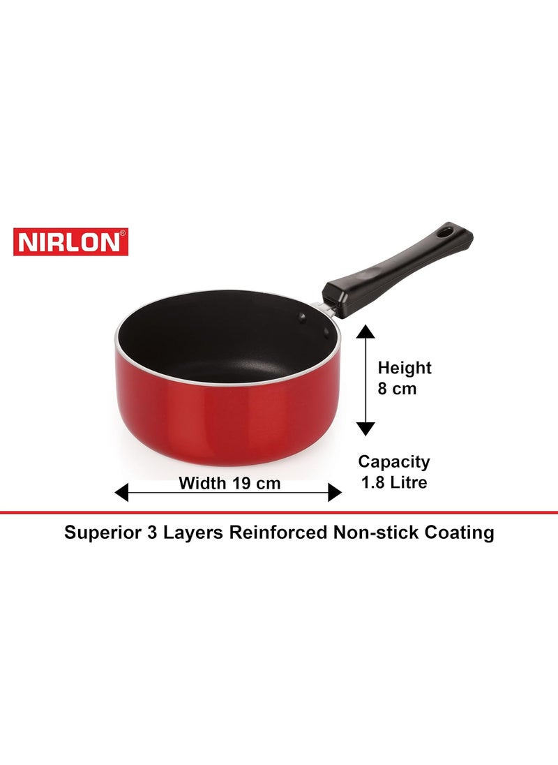 Nirlon Nonstick Aluminium Premium Big Deep Kadai Sauce Pan and Fry Pan Kitchen Cooking Item Set, 2.6mm_FP11_DKD(B)_SP(M)