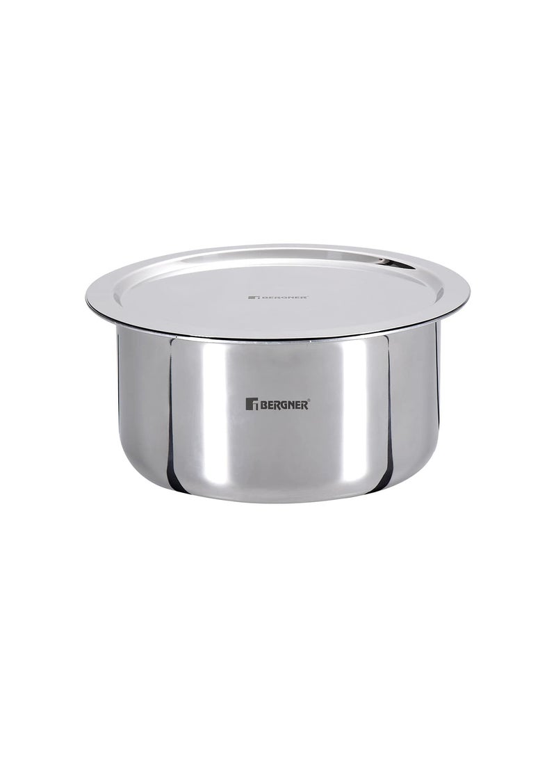 Bergner Tripro Triply 20 cm Cauldron/Tope/Handi/Patila, 3.7 L Capacity, Stainless Steel Lid, For Grains/Soups/Canning/Desserts/Broth, Multi-Layered Polish Surface, Induction & Gas Ready, 5-Year Warranty