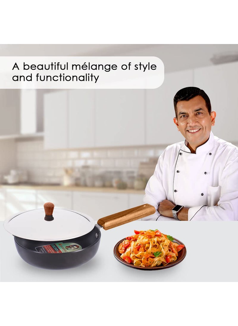 Wonderchef Ebony Hard Anodized Non-Stick Biryani Handi with Lid - 5L | Black, 1 Piece