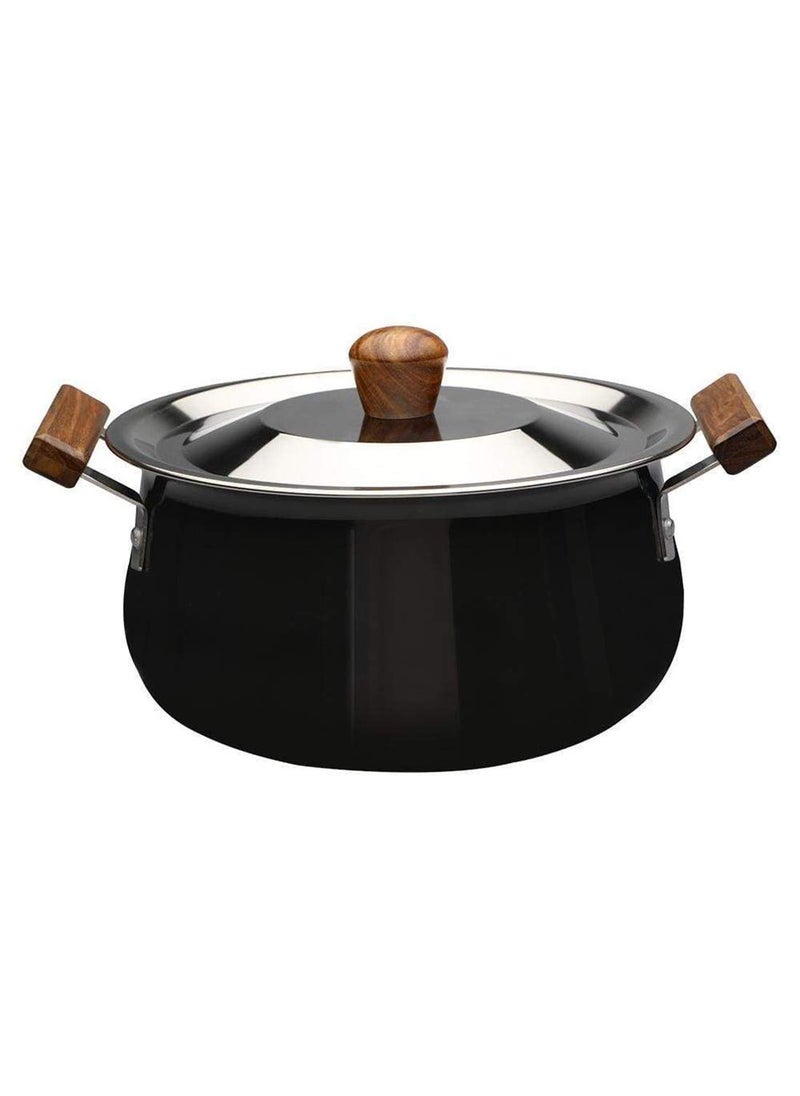 Wonderchef Ebony Hard Anodized Non-Stick Biryani Handi with Lid - 5L | Black, 1 Piece