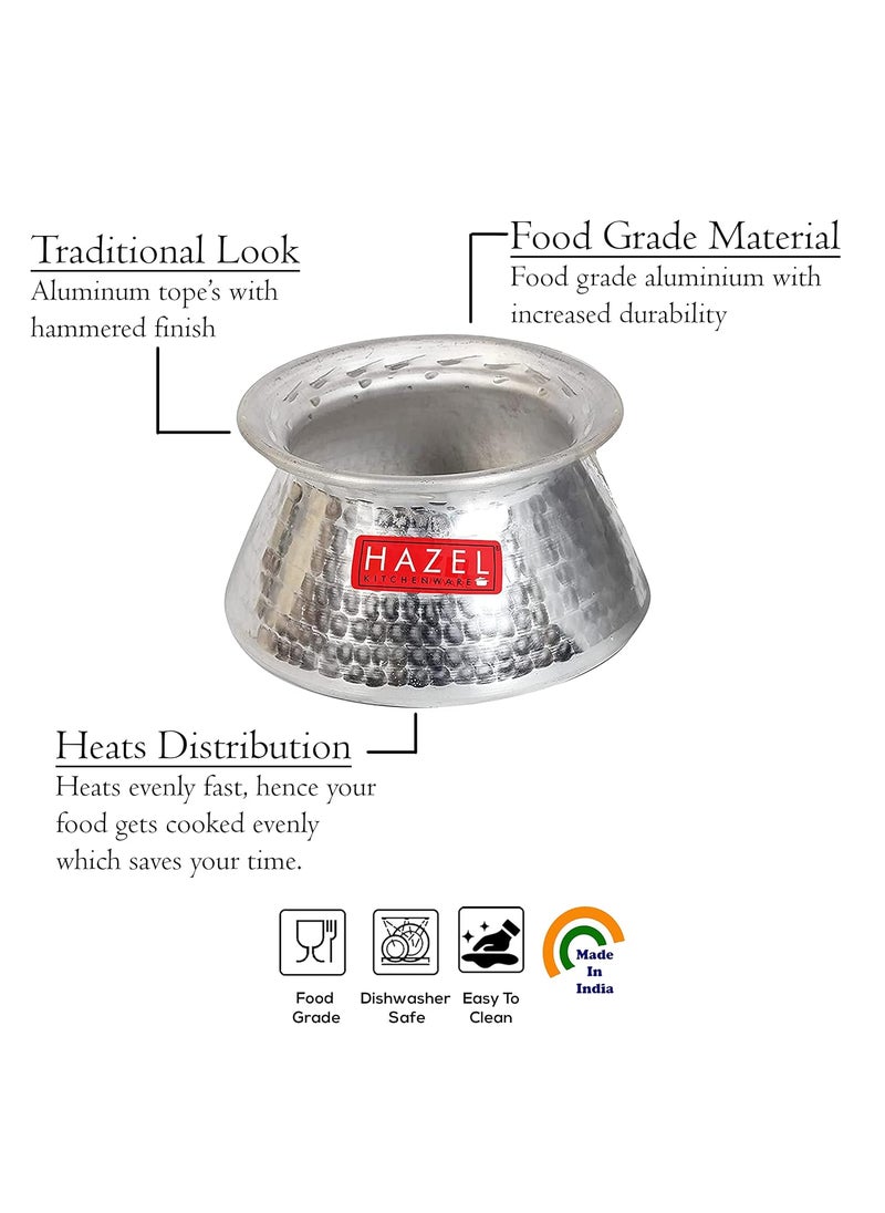 HAZEL Handi for Cooking | 3200 ml Aluminium Biriyani Pot with Lid | Aluminium Handi with Traditional Hammered Finish | Multipurpose Biryani Handi