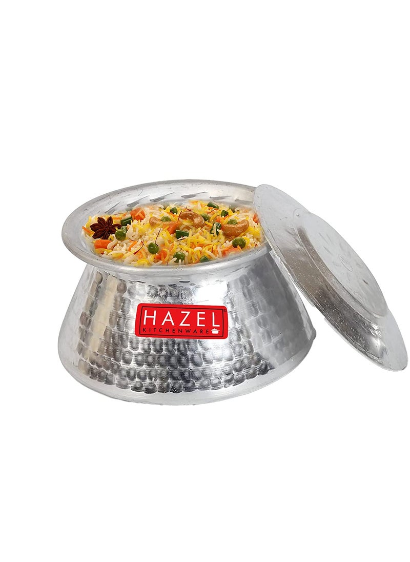 HAZEL Handi for Cooking | 3200 ml Aluminium Biriyani Pot with Lid | Aluminium Handi with Traditional Hammered Finish | Multipurpose Biryani Handi
