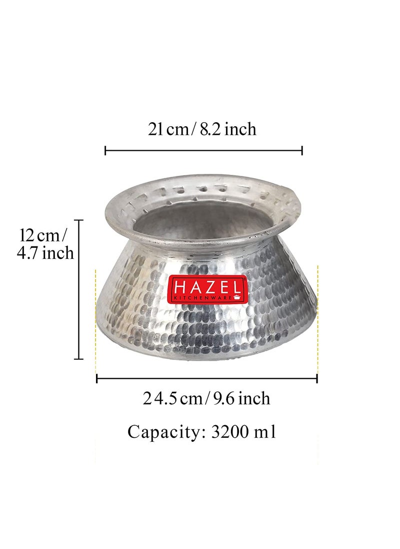 HAZEL Handi for Cooking | 3200 ml Aluminium Biriyani Pot with Lid | Aluminium Handi with Traditional Hammered Finish | Multipurpose Biryani Handi