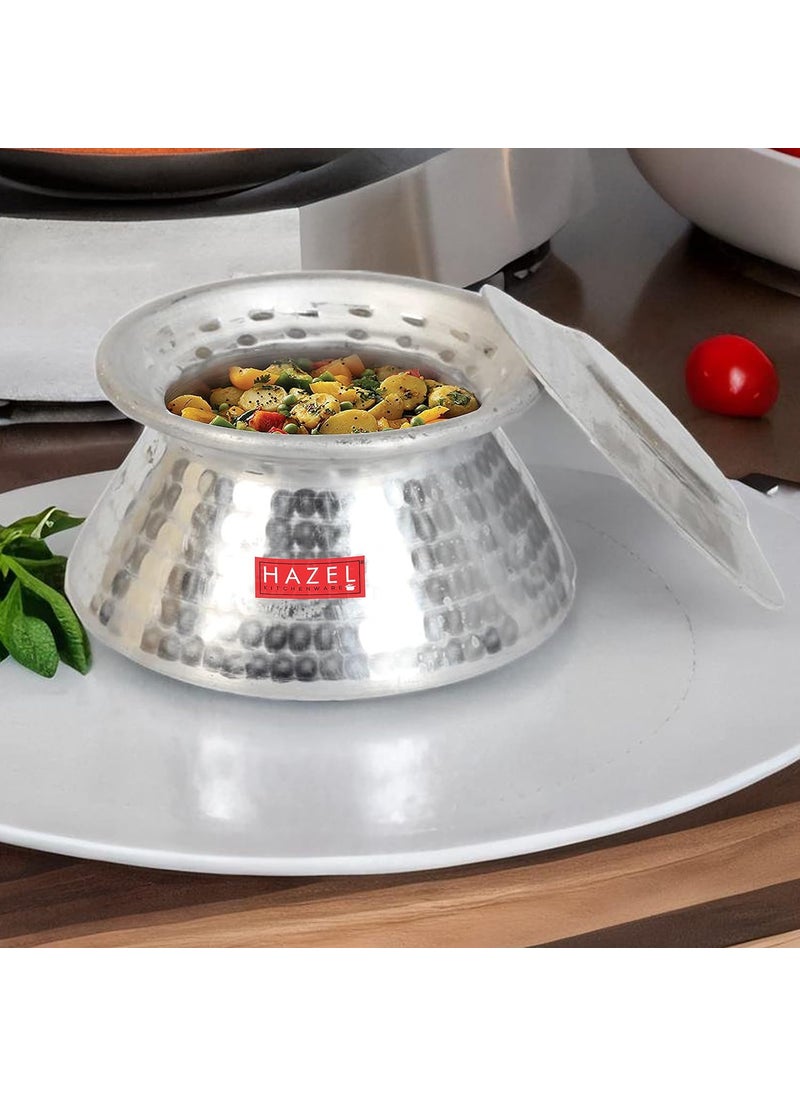 HAZEL Handi for Cooking | 3200 ml Aluminium Biriyani Pot with Lid | Aluminium Handi with Traditional Hammered Finish | Multipurpose Biryani Handi