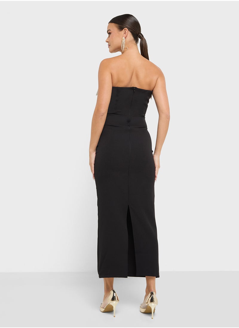 Two Tone Bardot Shift Dress With Bow
