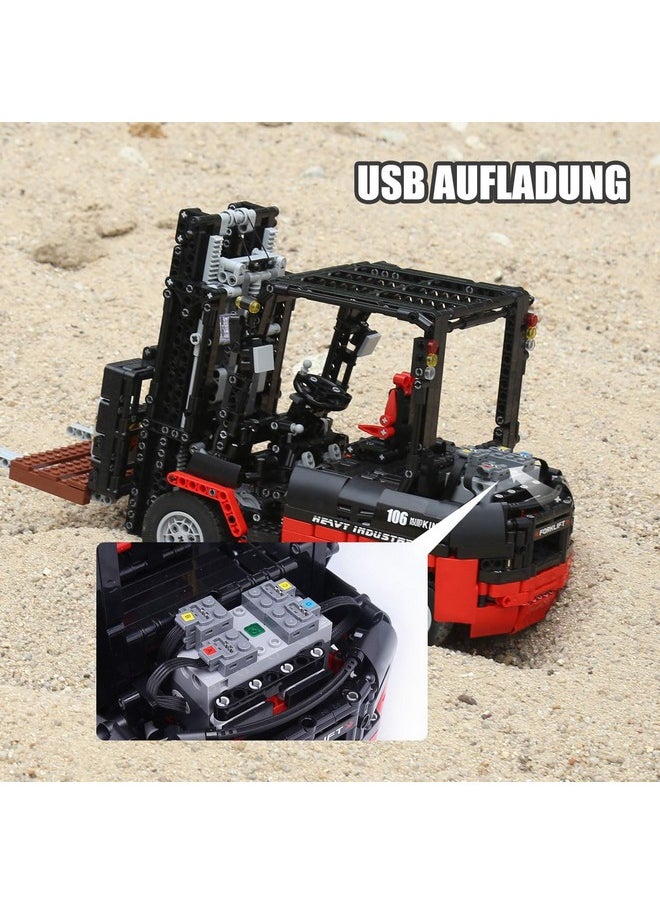 13106 Forklift Truck Building Block Kit, Moc Remote Control Heavy-Duty Shelf Lifted Truck Model Toy, Gift Toys For Kids Age 8+/ Adult (1,719 Pieces)