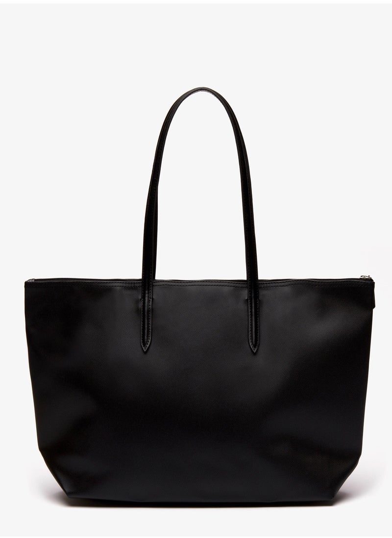 Lacoste bag Women's L12.12 Concept Fashion Versatile Large Capacity Large Size Zipper Handheld Shoulder Bag Tote Bag Large Black 45cm * 30cm * 12cm