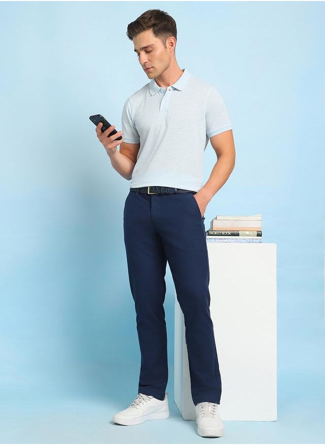 Sky Blue 60 Cotton/40 Poly Solid Pattern Regular Fit T-Shirts for Men with Polo Neck Half Sleeves Regular Length Upper Body Wear T-shirts Knitted Weave - Perfect for Lifestyle Occasions