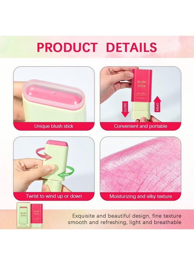 Multi-Use Makeup Blush Stick,Beauty Solid Moisturizer Stick,Waterproof Natural Nude Makeup,Tinted Solid Moisturizer Stick for Eyes Lips Cheek(1#shy pink)