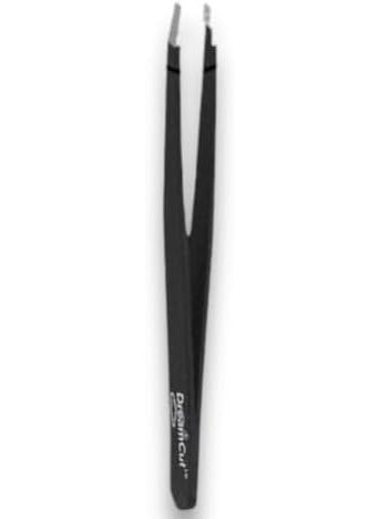 Professional Slant Tweezers  Precision Stainless Steel Black Tips for Eyebrows and Ingrown Hair