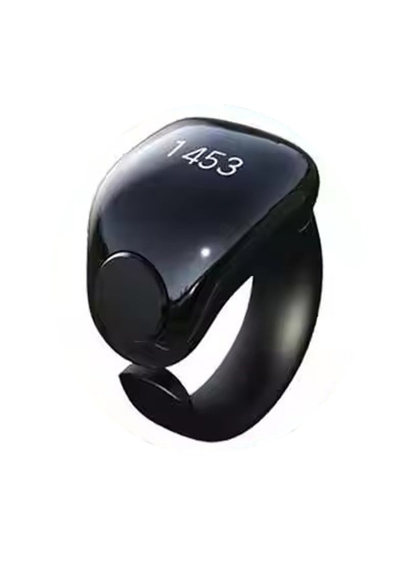 Tasbih Zikr Smart Ring, Adjustable Ring Finger Counter with 2 Sizes (18/20mm), APP Support Digital Counter Prayer Reminder Rings, Waterproof 4 Digit Finger Counter Zikr Ring for Muslims (Blac2