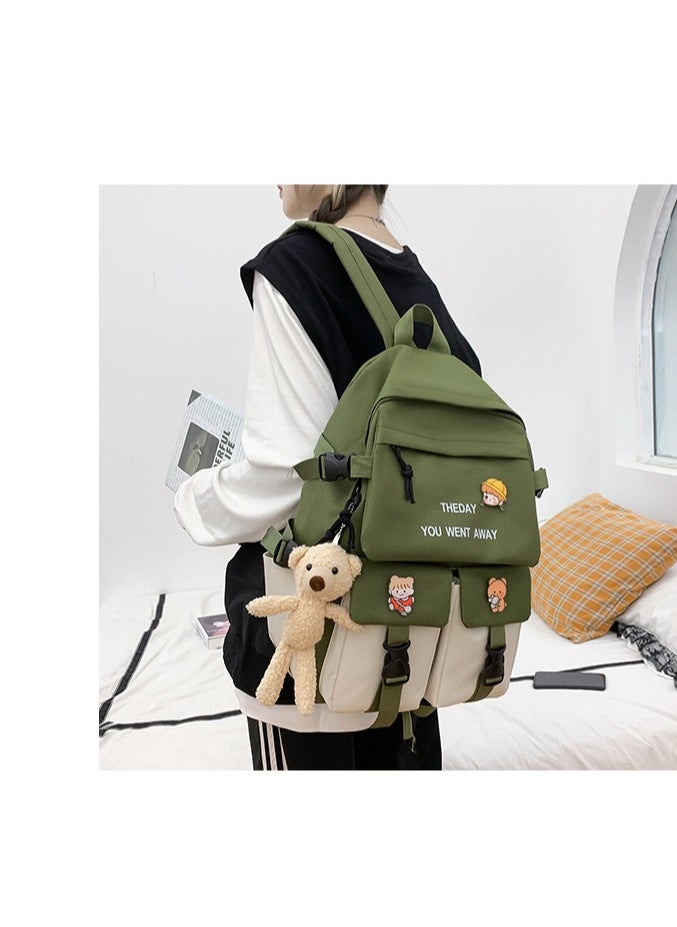 Girl Schoolbags, Fashionable Campus Student Backpacks 30*42*12CM + Handbags 31*28*5CM + Shoulder Bags 18*1*23CM + Pencil Cases 20*4*5CM + Coin Bags Five-piece Set