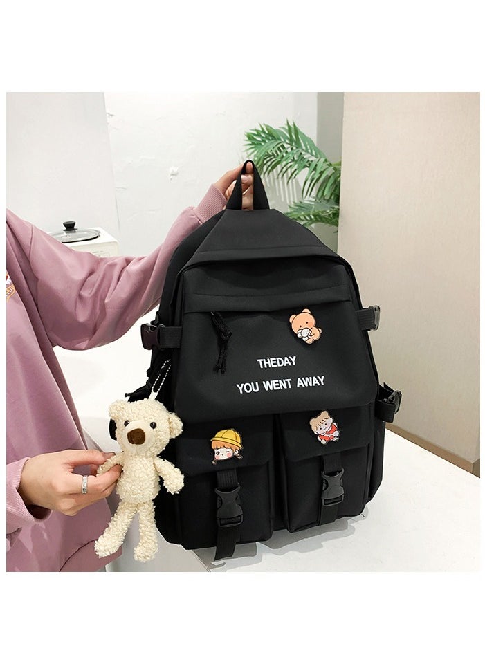 Girl Schoolbags, Fashionable Campus Student Backpacks 30*42*12CM + Handbags 31*28*5CM + Shoulder Bags 18*1*23CM + Pencil Cases 20*4*5CM + Coin Bags Five-piece Set