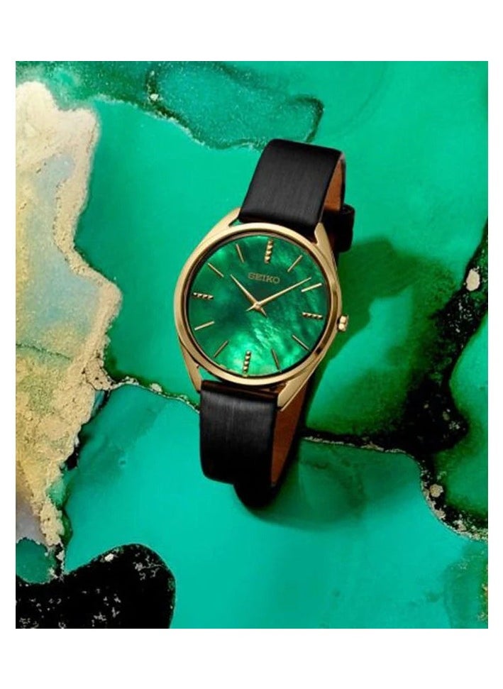 Seiko Analog Quartz Green Dial Leather Strap Women's Watch SWR080P1
