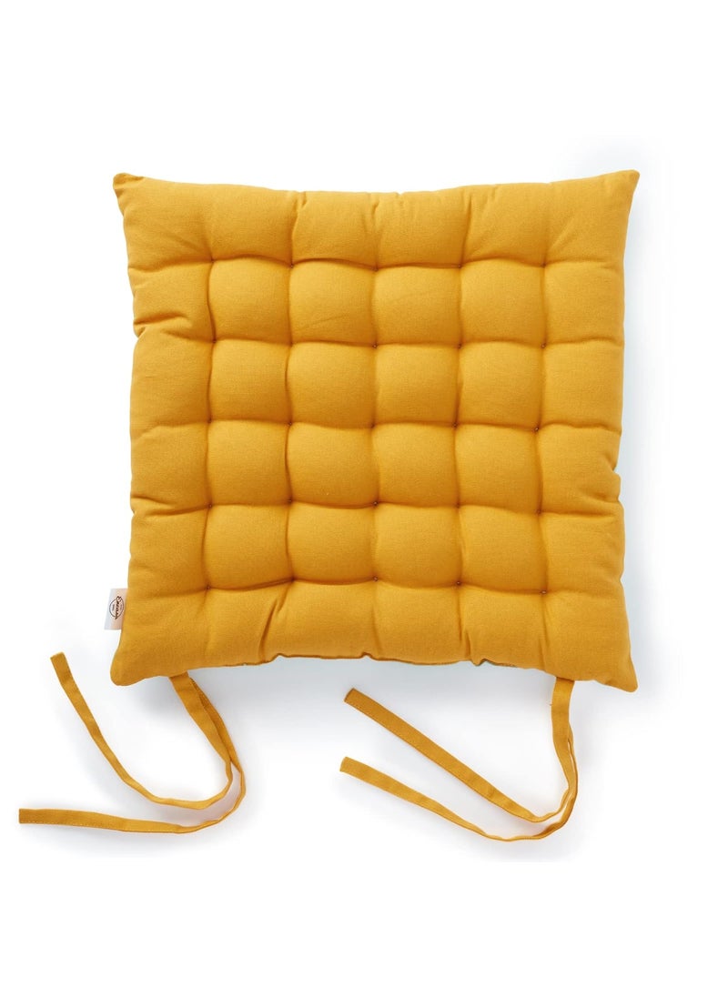 Encasa XO Chair Cushions for Sitting 40x40 cm - Mango+Mint with Mango Straps | Dining Chair Cushions [Set of 4] | Seat Cushion with Thick Microfiber Filling for Home, Office, Garden Chairs