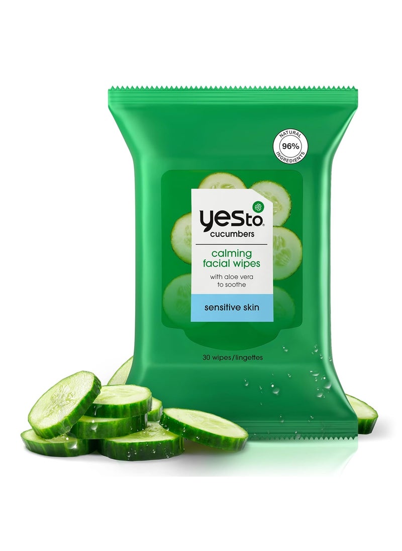 Yes To Face Wipes for Women and Men Refreshing Facial Cleansing Wipes for use as a Make Up Remover Cleaning Soothing Cucumber