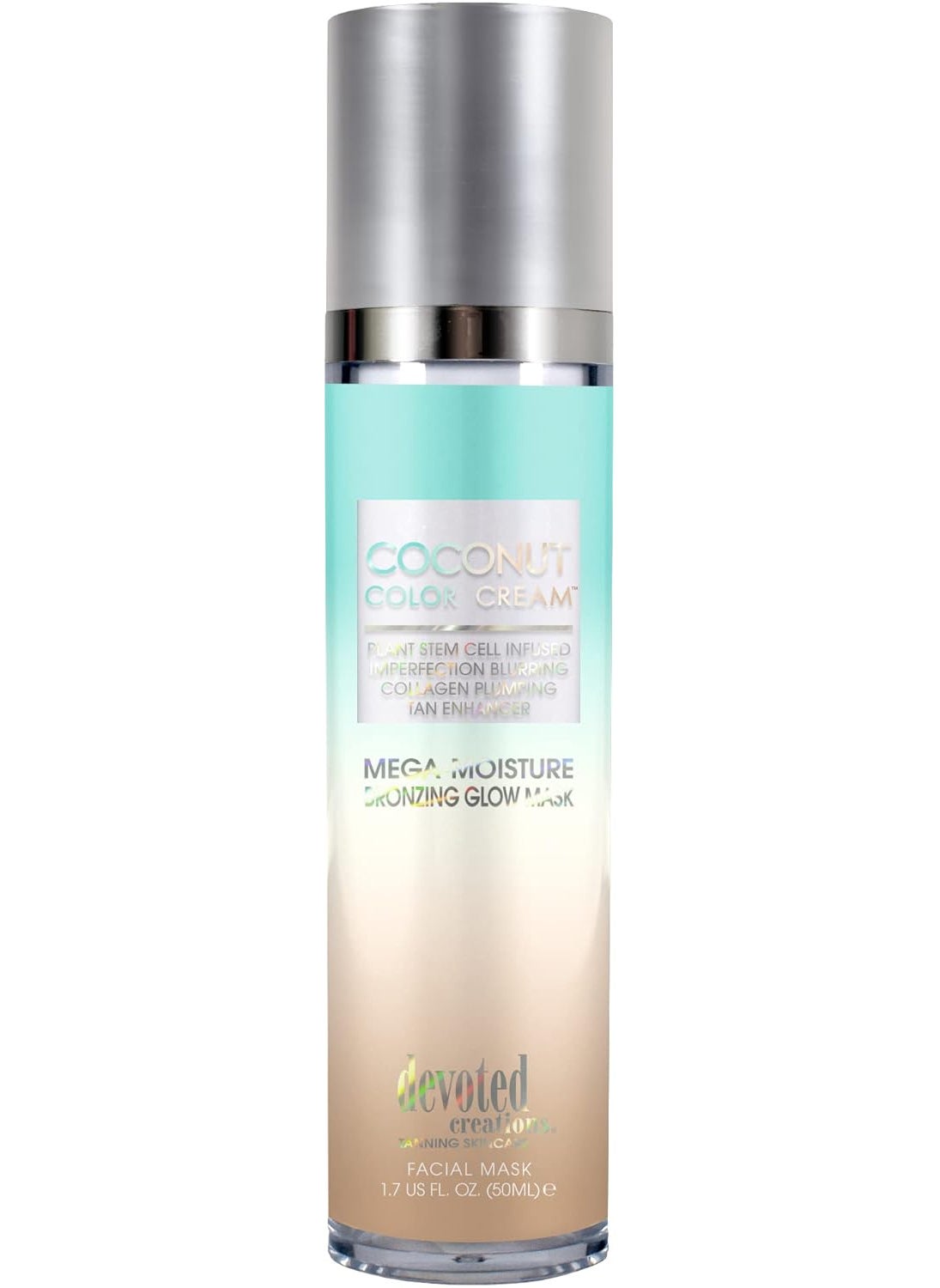 Devoted Creations Coconut Color Cream Mega Moisture Bronzing Glow Facial Mask  Plant Stem Cell Infused Collagen Plumping Imperfection Blurring Pore Tightening Skin Perfecting Tan Enhancer  17 oz