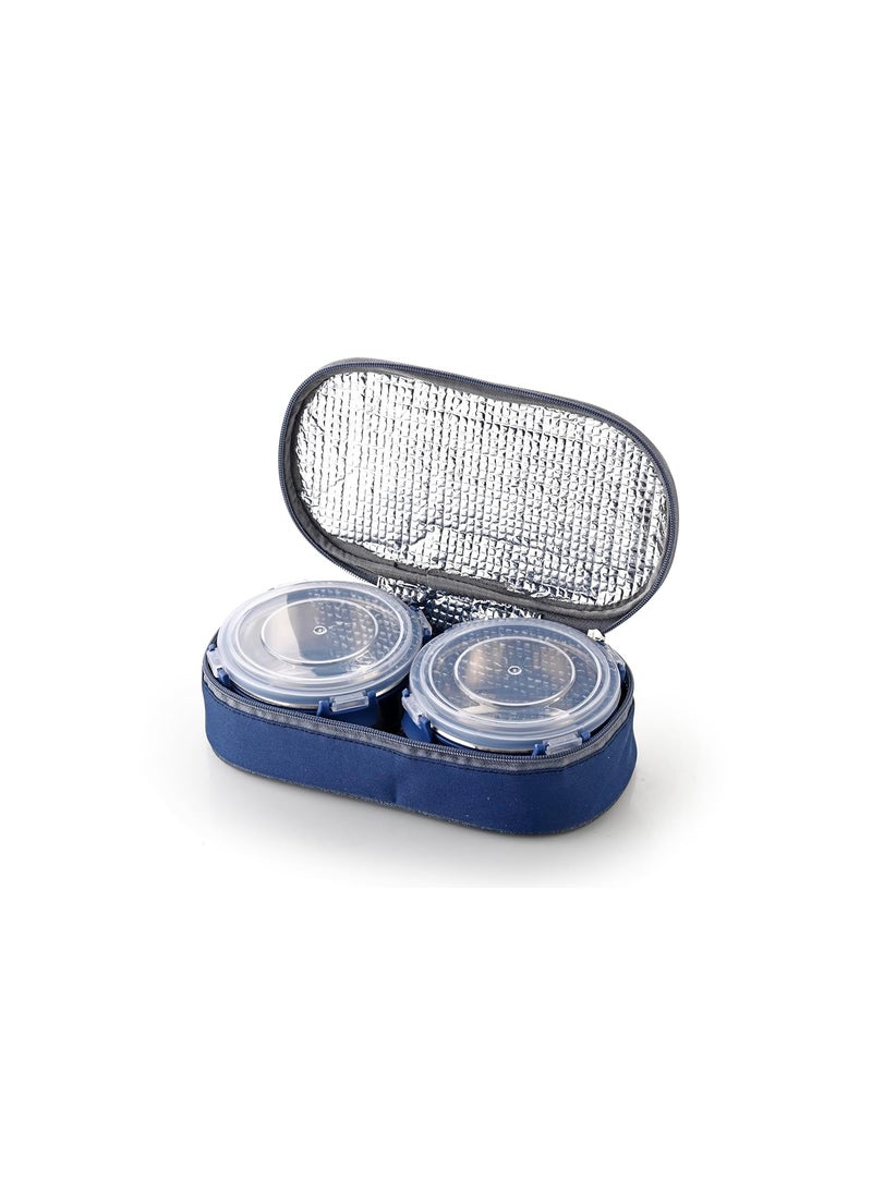 Ganesh Neo Twin Airtight & Leak Proof Container Lunch Box with Bag 300 ML