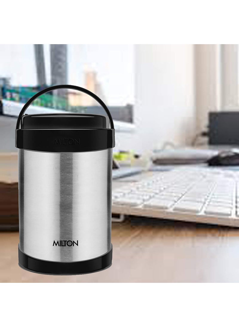 MILTON Royal 4 Stainless Steel Containers with 600 ml Each, PU Insulated, Hot & Cold Leak Proof Lunch Box for Office, College, Picnic, Silver