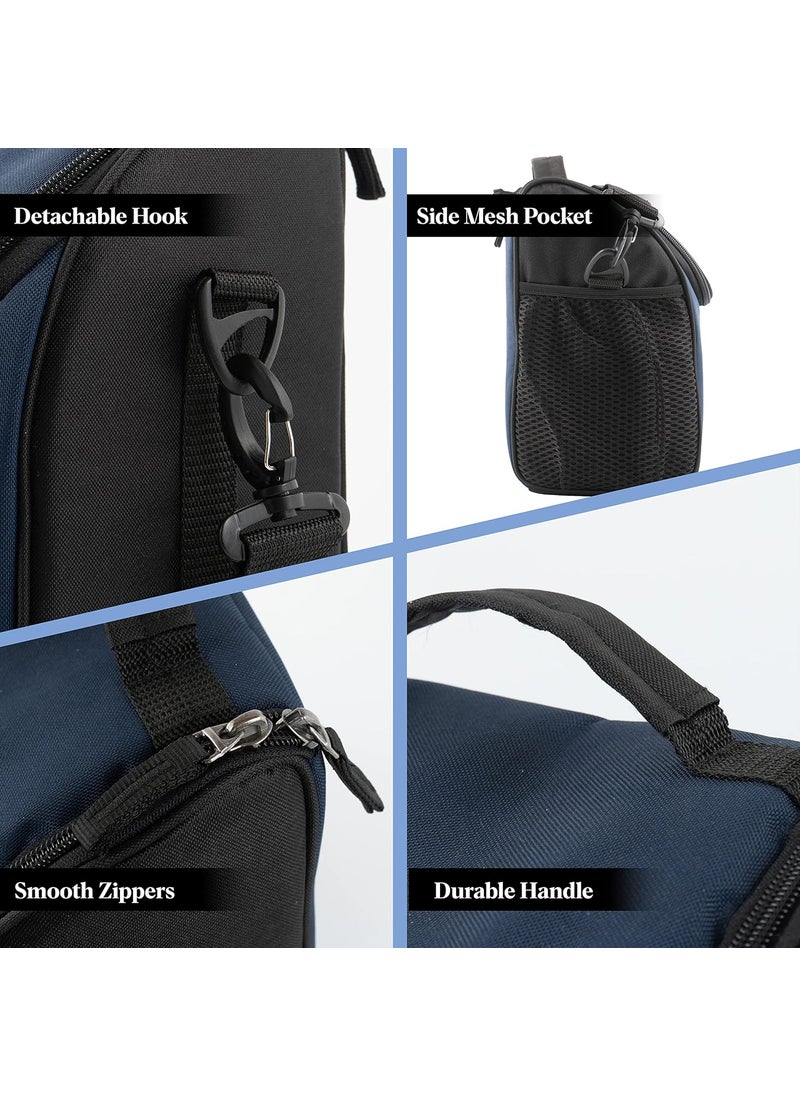 SHOPOFLUX Lunch Bag for Men and Women, Insulated Tiffin Bags for Office, College, School with Crossbody Belt (Blue)