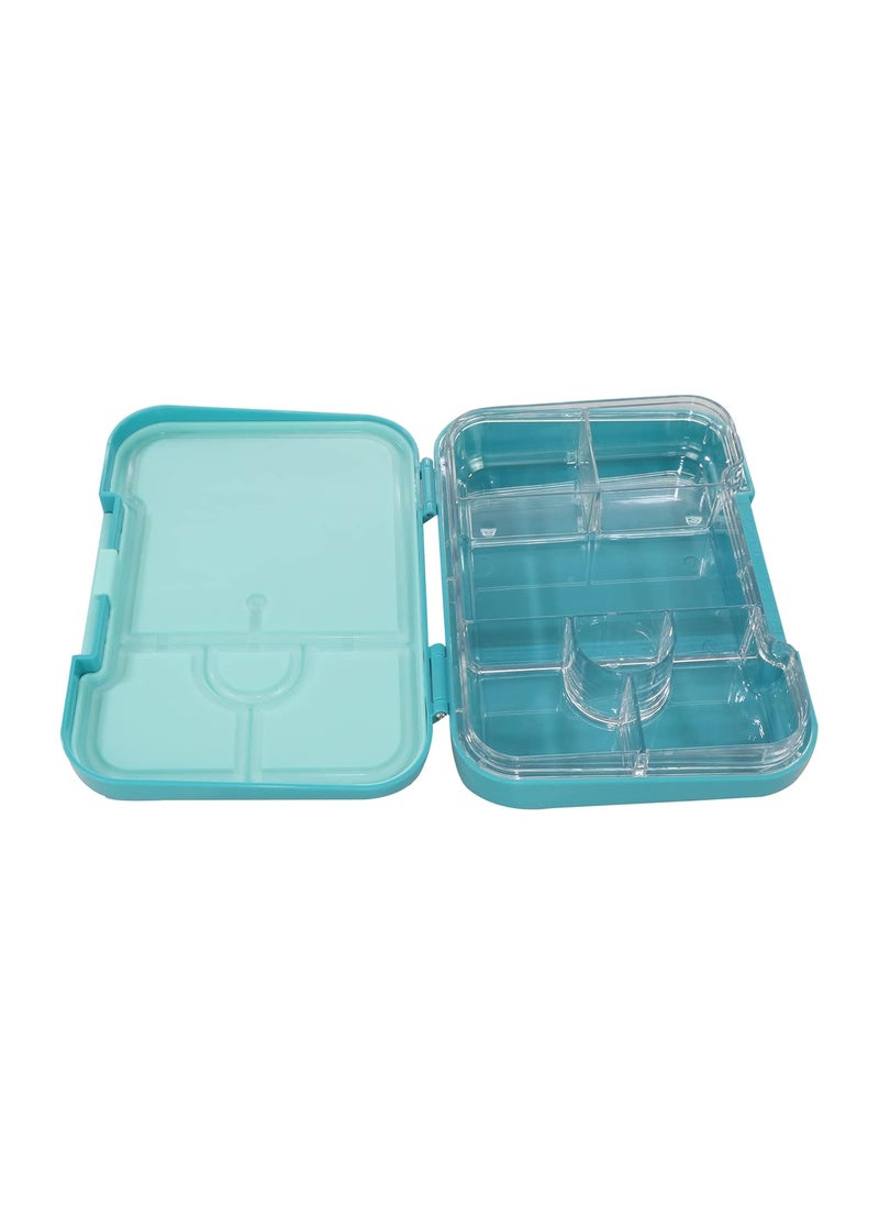 Smily Kiddos Lunch Box 6 Compartment Bento Box for Kids Divided Lunch Containers Easy Open School Lunch Containers for Boys Girls -Cool Fruit Theme Light Blue