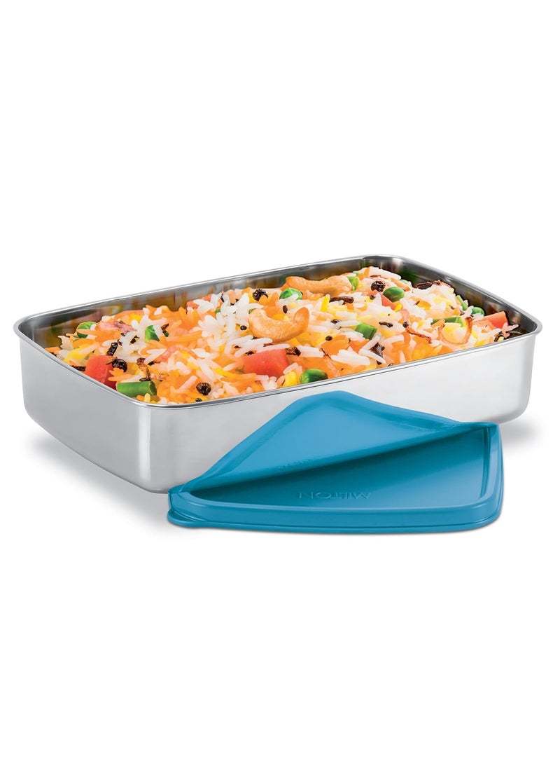 MILTON Steel Pro Rectangular 1000 Stainless Steel Container, 1020 ml, Blue