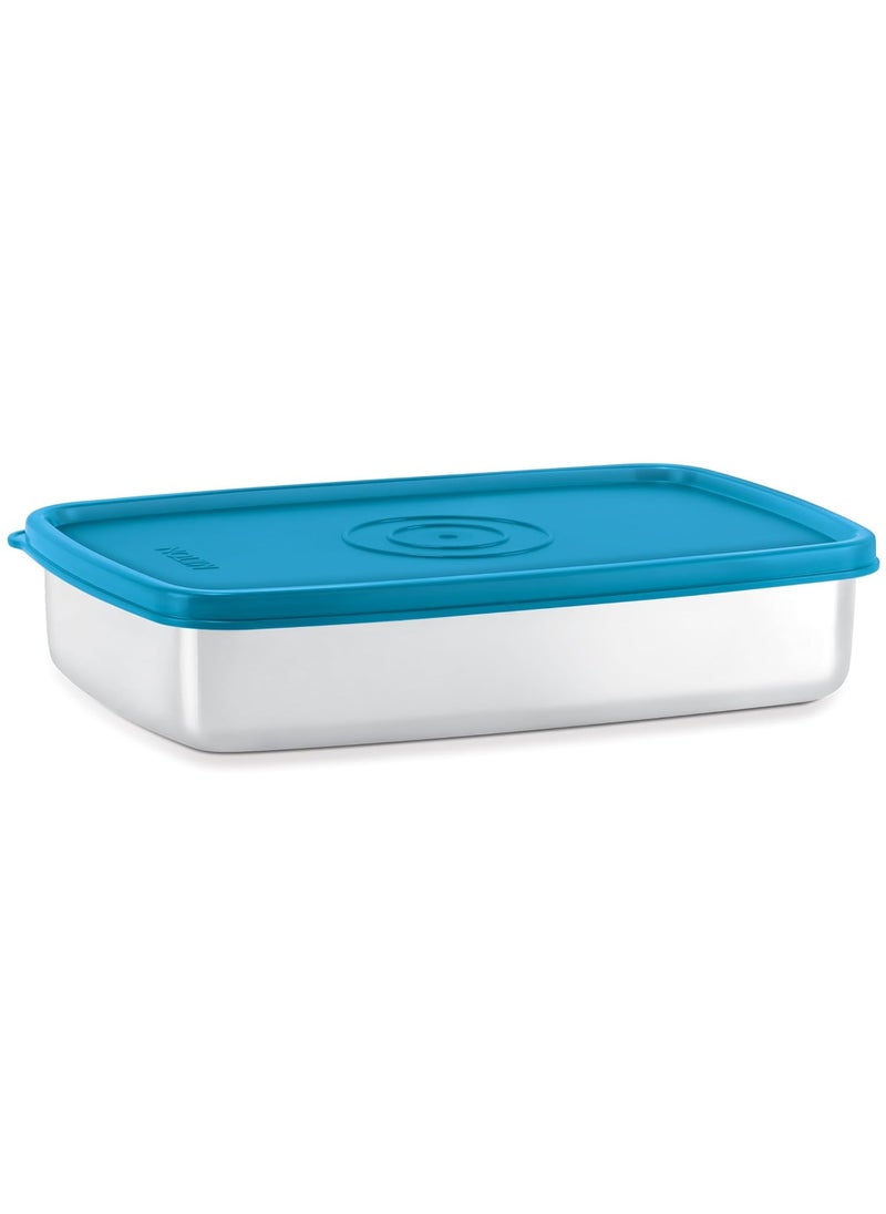MILTON Steel Pro Rectangular 1000 Stainless Steel Container, 1020 ml, Blue