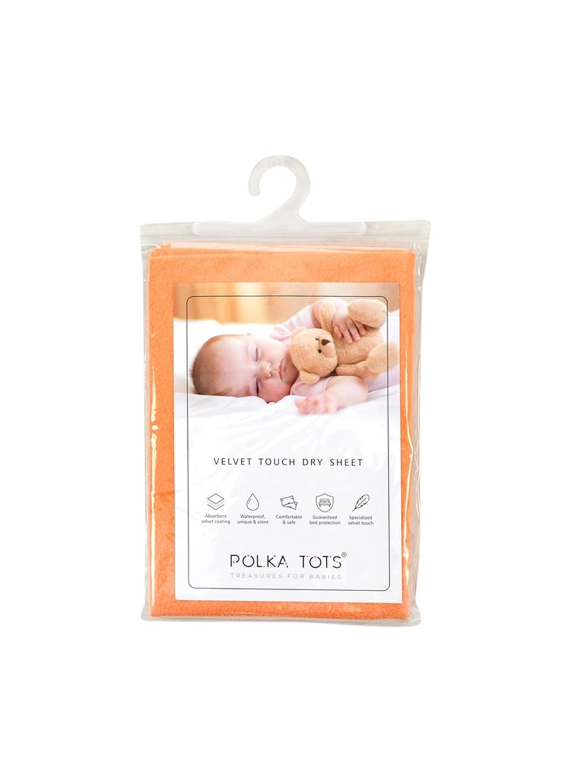 POLKA TOTS Waterproof & Reusable Baby Bed Protector Absorbent Mat Dry Sheet for New Born Infants, Pack of 2 (SkyBlue & Peach, 70 X 100 CM, Medium)