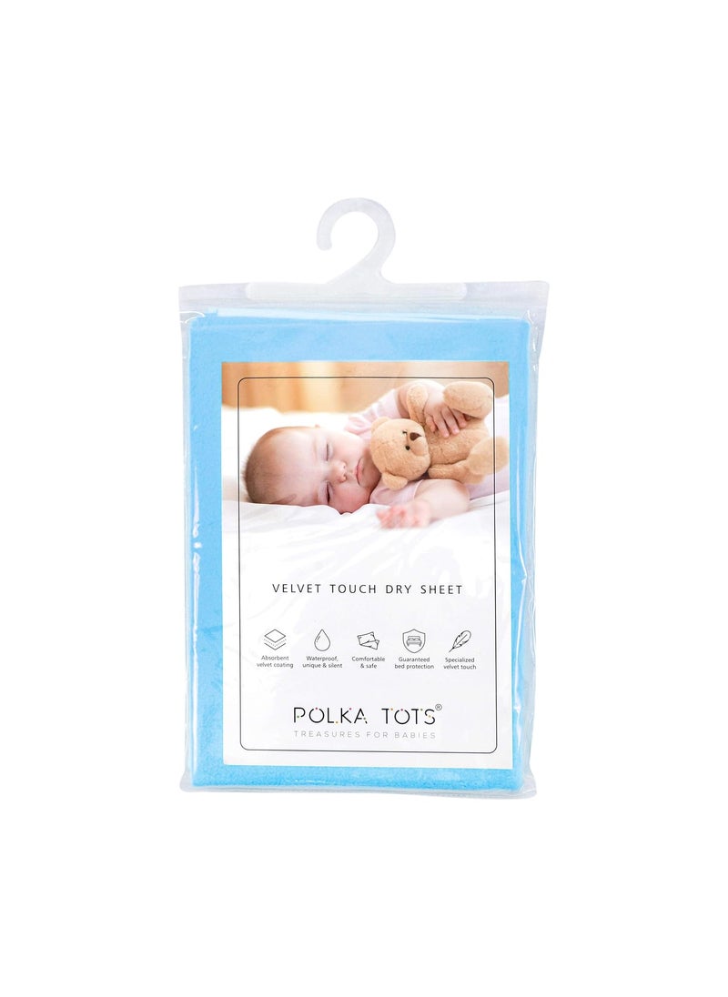 POLKA TOTS Waterproof & Reusable Baby Bed Protector Absorbent Mat Dry Sheet for New Born Infants, Pack of 2 (SkyBlue & Peach, 70 X 100 CM, Medium)