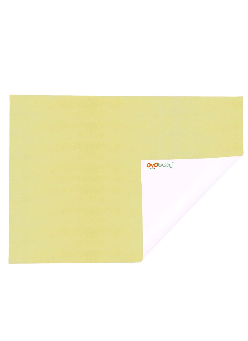 OYO BABY 100% Waterproof Polycotton Toddler Baby Dry Sheet, Extra Absorbent Infant Bed Sheet for New Born & Toddler Babies, Baby Bed Protector for Toddler Children, Medium Size, 100 X 70 cm, Yellow