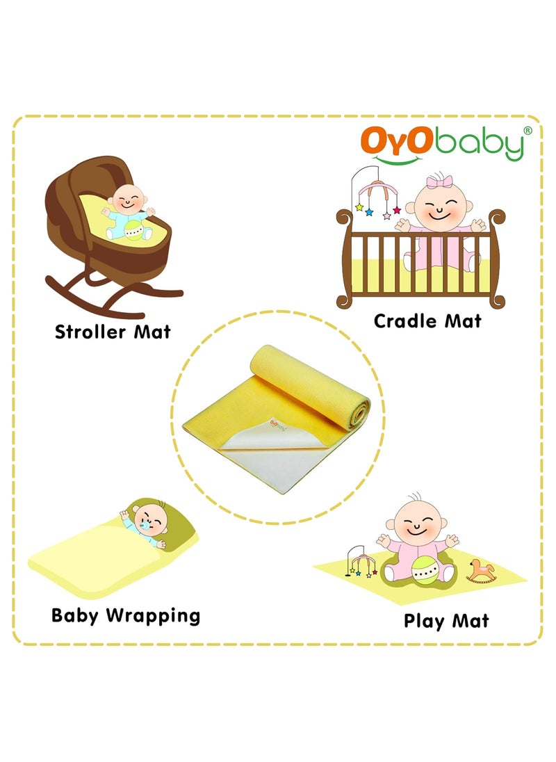 OYO BABY 100% Waterproof Polycotton Toddler Baby Dry Sheet, Extra Absorbent Infant Bed Sheet for New Born & Toddler Babies, Baby Bed Protector for Toddler Children, Medium Size, 100 X 70 cm, Yellow