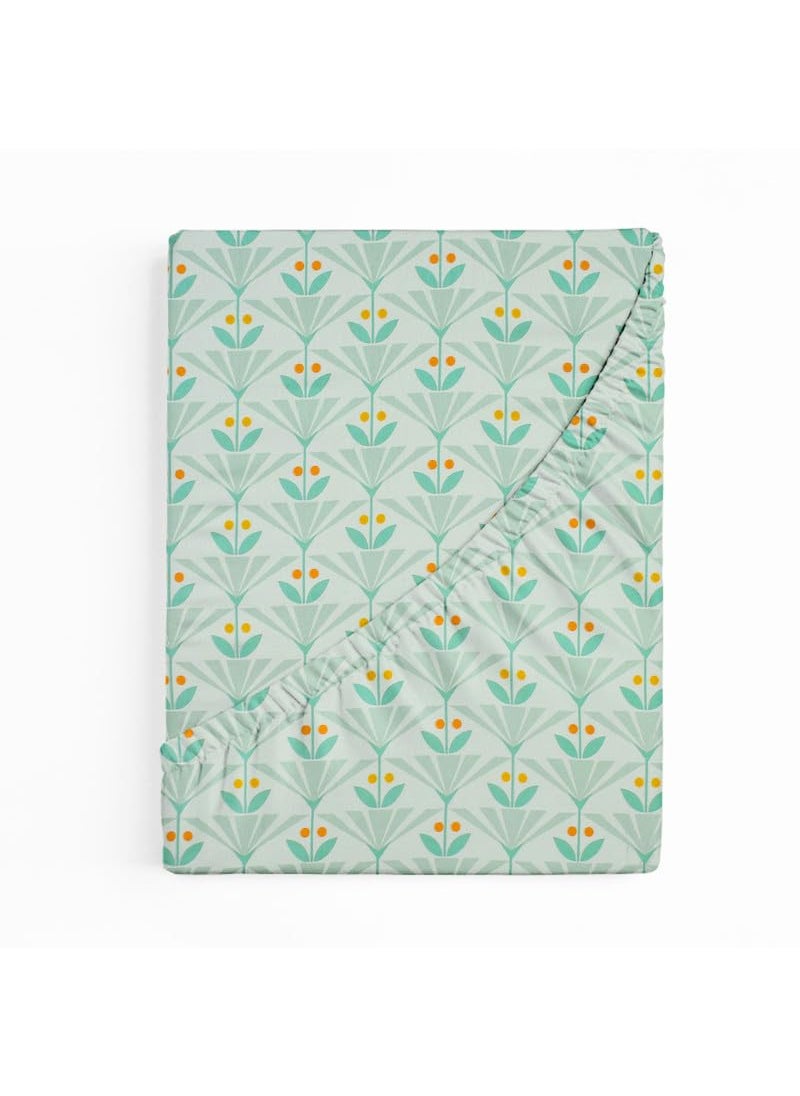 BSB HOME Premium Cotton 220tc Fitted Bedsheets with 2 Pillow Covers | King Size Bed with All Around Elastic 220 TC Supersoft Printed Pattren Breathable |Size-78 x72+10 inches | Light Green