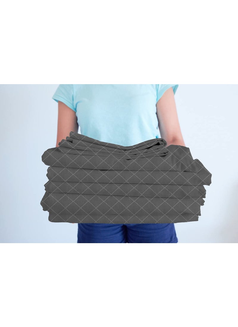 BSB HOME Premium Cotton Elastic Fitted Embossed Linen Bedsheets with 2 King Size Pillow Covers | Double Bed with All Around Elastic 210 TC Supersoft | Size - King Size 78X72+10 Inches, Grey