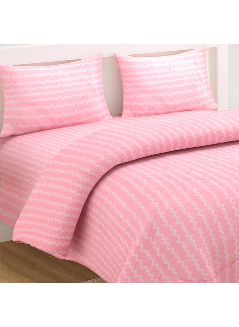 HOKIPO Super Soft Microfiber Double Bed Size AC Comforter/Blanket/Duvet/Bedding Set for Double Bed with 1 Flat Bedsheet and 2 Pillow Cover, 220 GSM (NEW-562-D7)