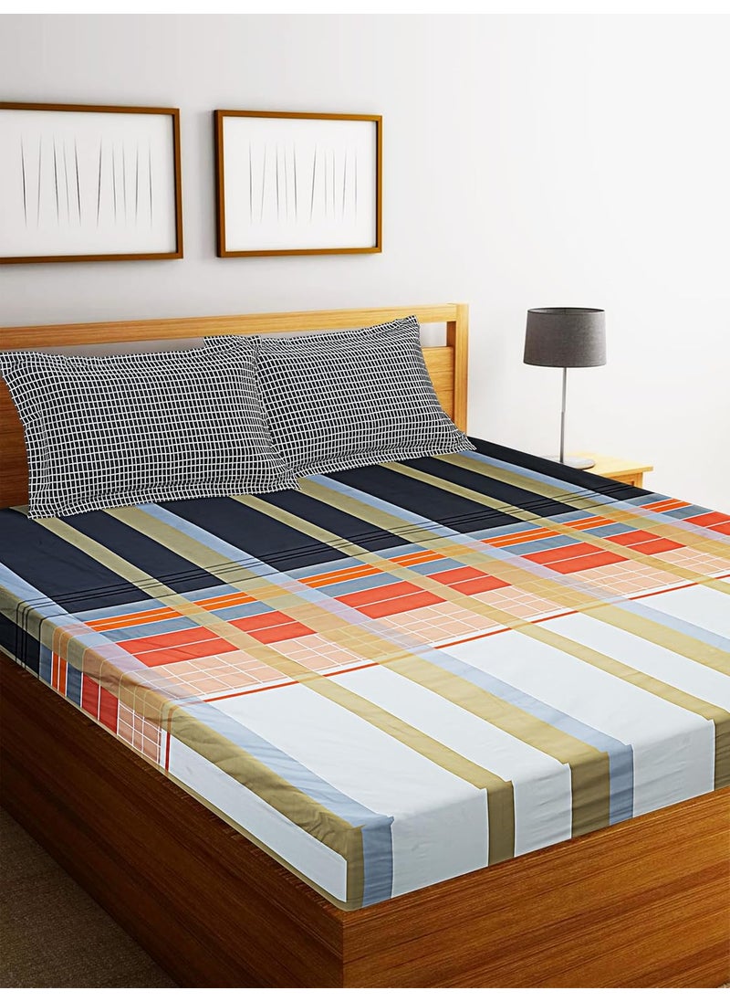 Portico New York Magnum Printed Super King Size Bedsheet with 2 PC Pillow Covers-(Multicolor, 274X274cm)