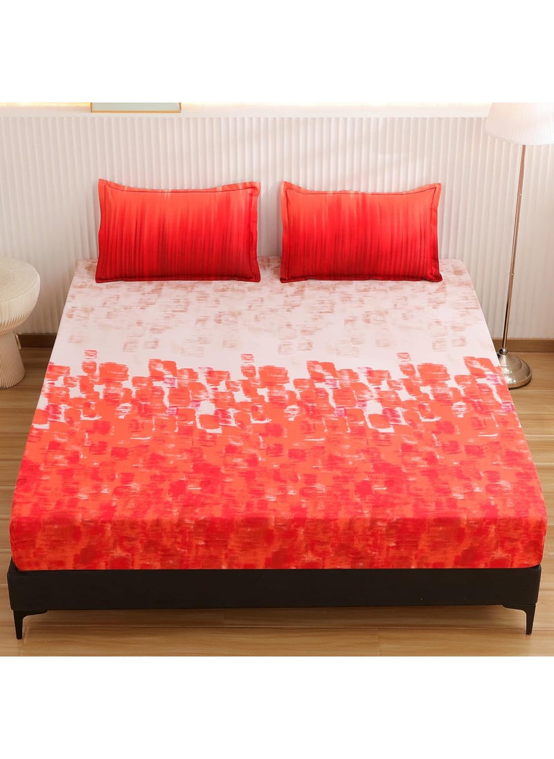 Story@Home Bedsheet for King Size Bed | 300TC | Red | Abstract | 1 Piece Cotton bedsheet for King Size Bed with 2 Pillow Covers (270 x270cm) Perfect for Home Decor & Gifting | Cotton bedsheet