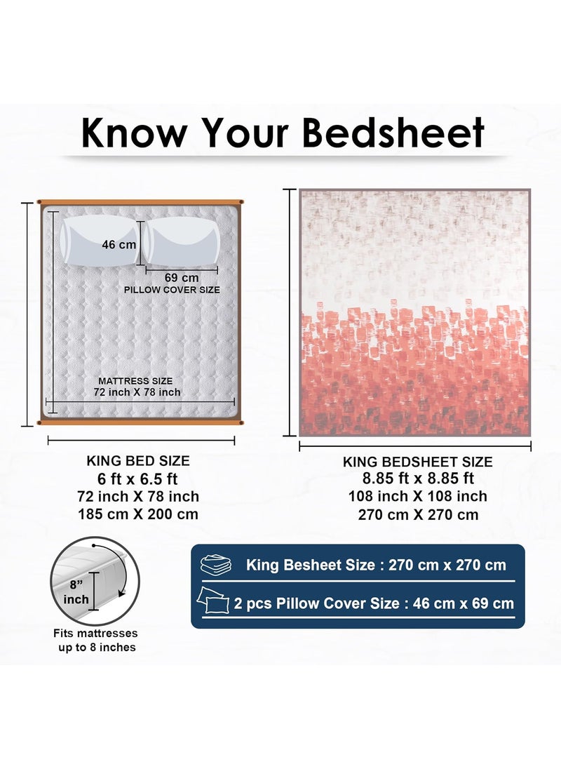 Story@Home Bedsheet for King Size Bed | 300TC | Red | Abstract | 1 Piece Cotton bedsheet for King Size Bed with 2 Pillow Covers (270 x270cm) Perfect for Home Decor & Gifting | Cotton bedsheet