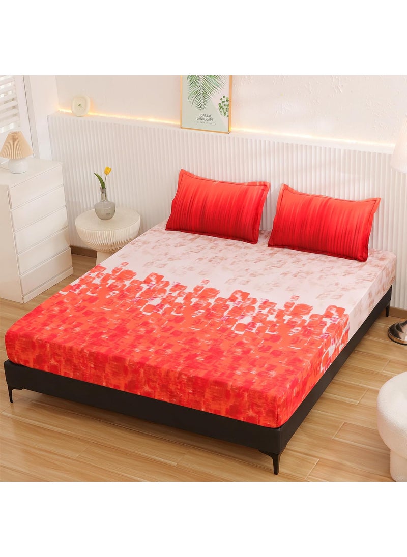 Story@Home Bedsheet for King Size Bed | 300TC | Red | Abstract | 1 Piece Cotton bedsheet for King Size Bed with 2 Pillow Covers (270 x270cm) Perfect for Home Decor & Gifting | Cotton bedsheet