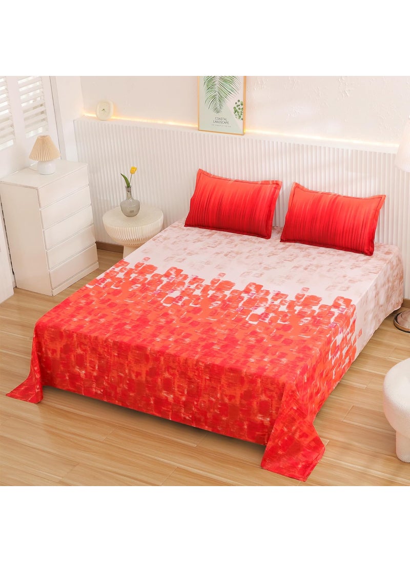 Story@Home Bedsheet for King Size Bed | 300TC | Red | Abstract | 1 Piece Cotton bedsheet for King Size Bed with 2 Pillow Covers (270 x270cm) Perfect for Home Decor & Gifting | Cotton bedsheet
