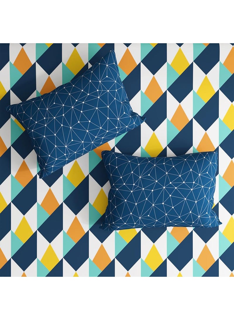 Wakefit Bedsheet for Double Bed King Size, King Size Bed Sheet Cotton, Elastic Bedsheets for King Size Bed, Cotton with 2 Pillow Covers (Elastic Fitted Sheet 78x72 : Nicole)