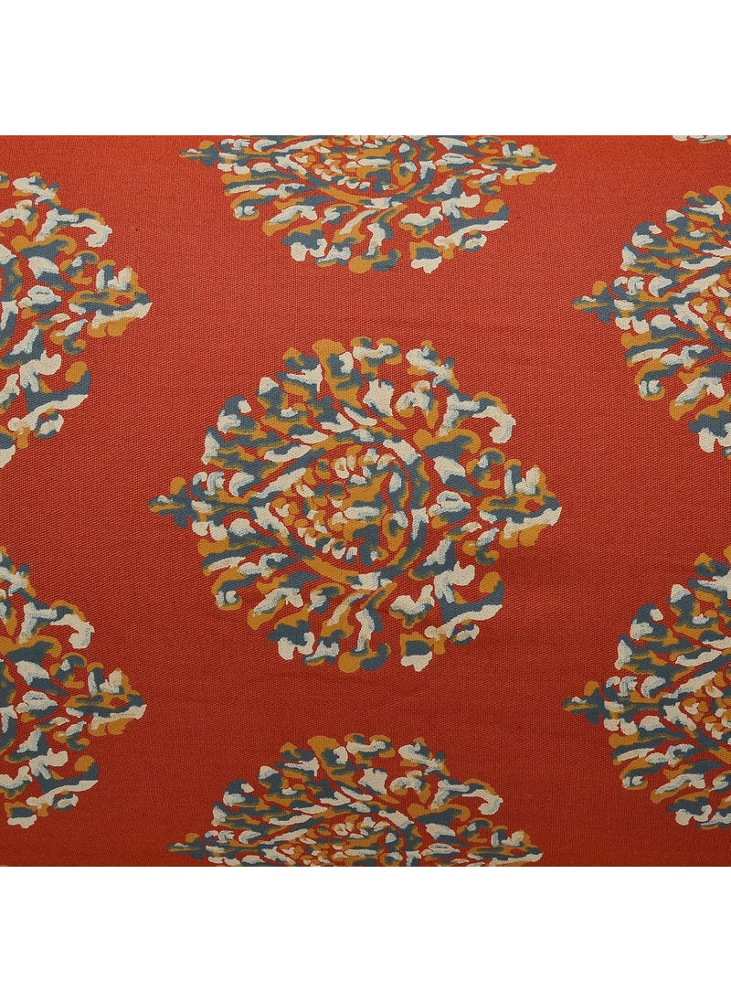 Trance Home Linen 200TC 100% Cotton Queen Size Printed Bedsheet | Bedding Set of Queen Size Flat Bed Cover with 2 Pillow Covers (86x104 inch | 7.1ft x 8.6ft - Damask & Dori - Clay Red)